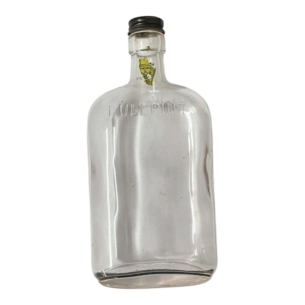 Springs Mills Rye Whiskey Glass Flask Pennsylvania‎ 1935 To 1964 Original Cap